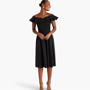 Hill House Akilah off the shoulder Nap Dress in Black